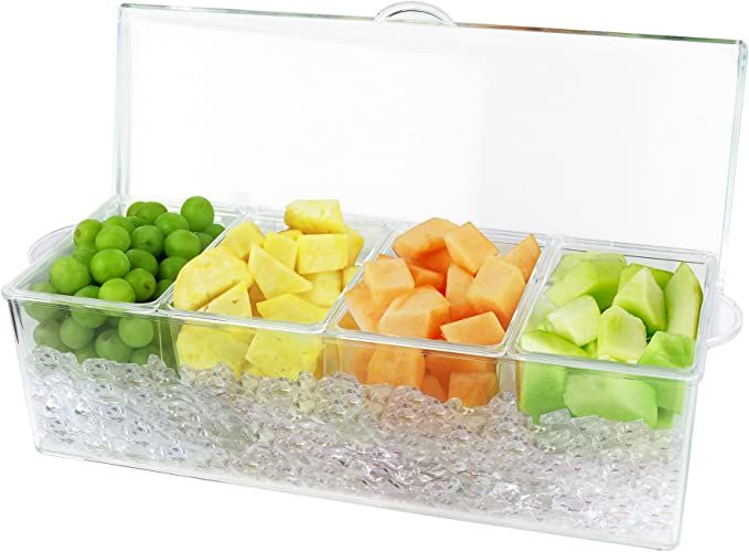 Estilo Chilled Condiment Server with Lid, Mimosa Bar Condiment Organizer on Ice, Clear Container ... | Amazon (US)