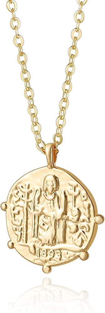 18K Gold Moon Star Lion Evil Eye Pendant Necklace Medallion Paperclip Chian Choker Layering Jewer... | Amazon (US)