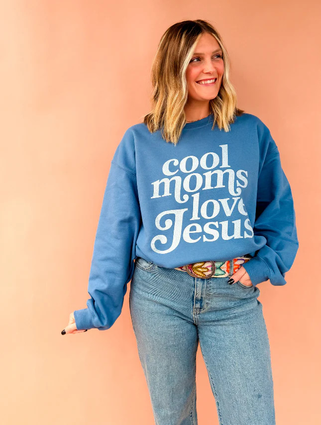 Cool Moms Love Jesus - Indigo Sweatshirt | Worthy Wear