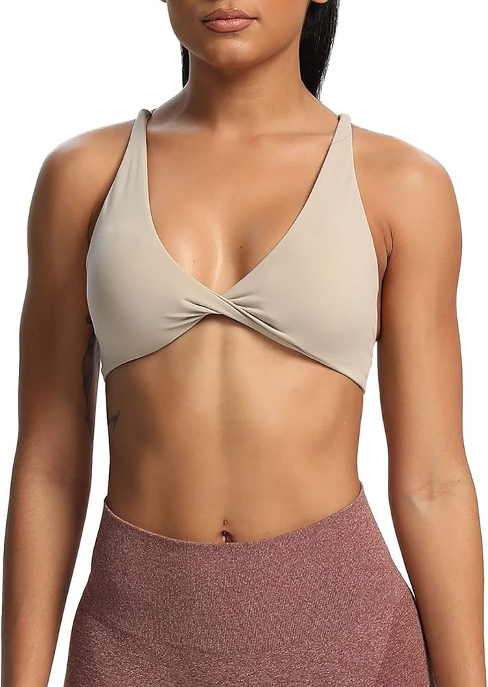 Aoxjox Women's Workout Sports Bras Fitness Backless Padded Sienna Low Impact Bra Yoga Crop Tank T... | Amazon (US)