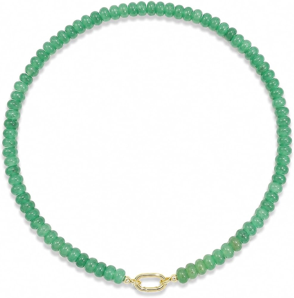 Beaded Gemstone Necklace For Women, Boho Natural Stone Bead Choker Necklace With Detachable Gold ... | Amazon (US)
