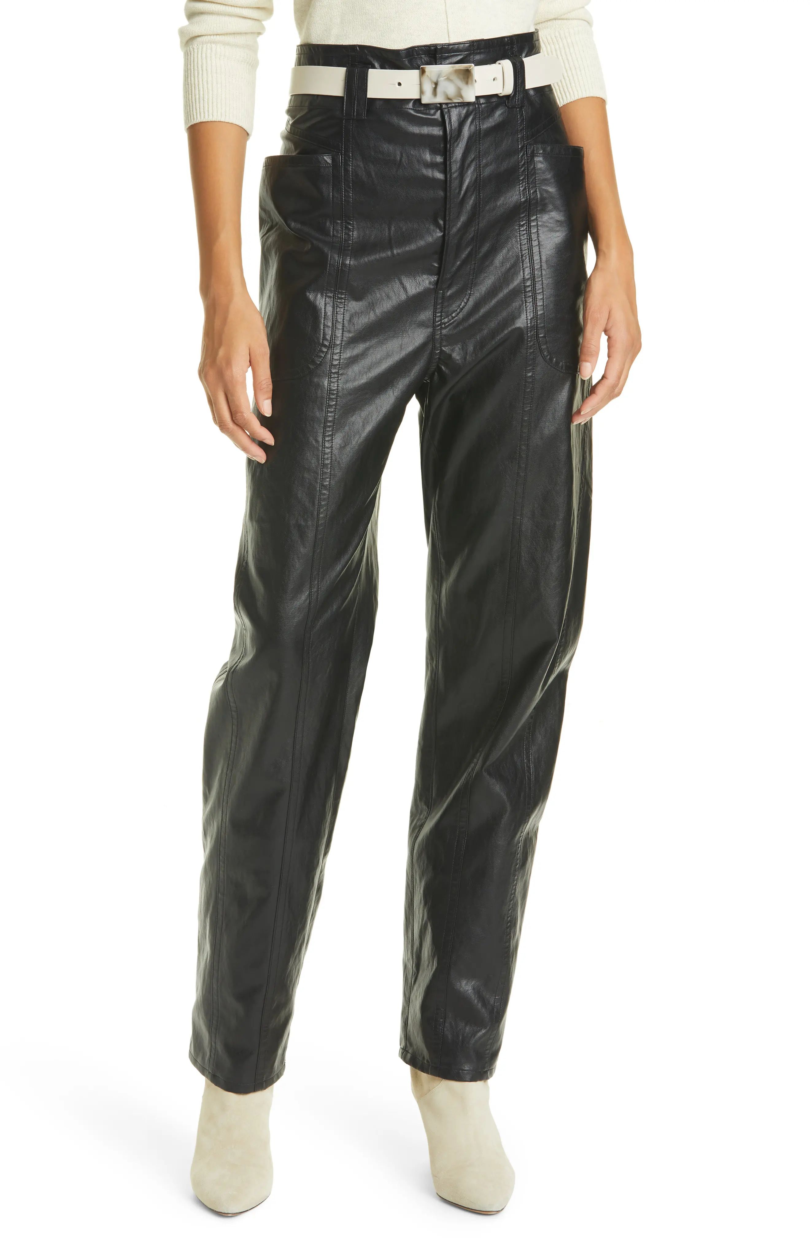 Isabel Marant Etoile Faux Leather Pants, Size 10 Us in Black at Nordstrom | Nordstrom