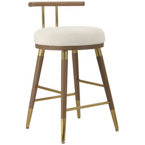 Juniper 29 1/2" Cream Velvet Fabric Bar Stool | Lamps Plus
