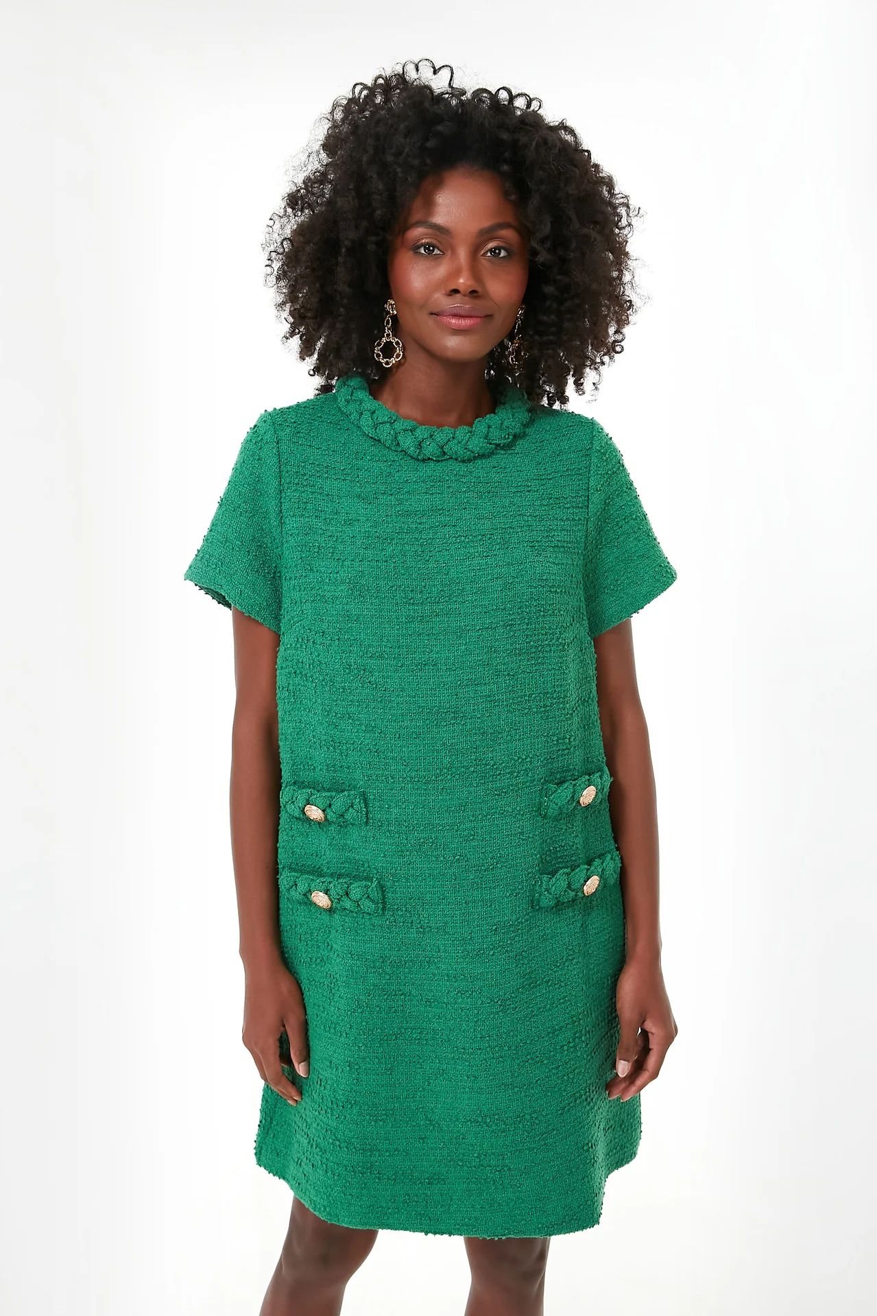 Emerald Green Tweed Jackie Dress | Tuckernuck (US)
