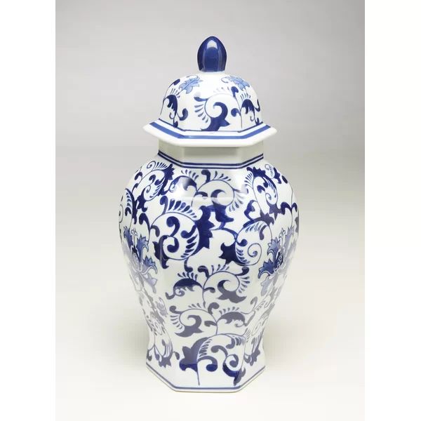 Blue/White 14'' Porcelain Ginger Jar | Wayfair Professional