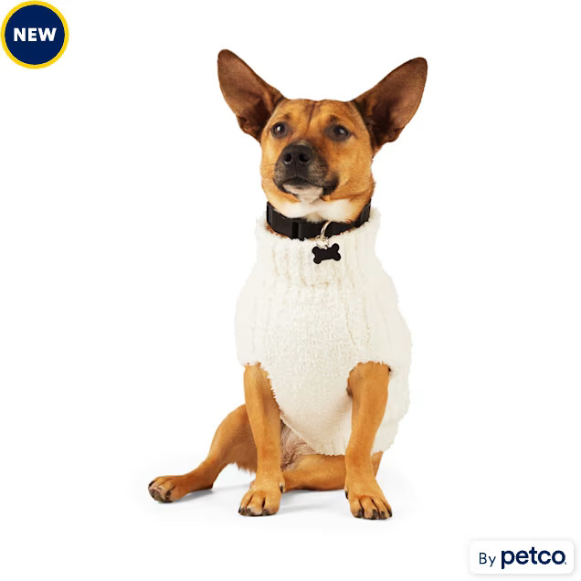 Merry Makings White Chunky Knit Pet Sweater, XX-Large | Petco
