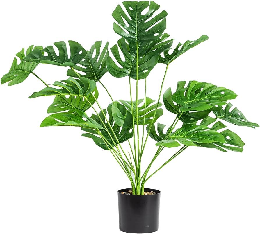 Jelofly 28 Inch Fake Plants Large Monstera Plant Tropical Palm Tree Artificial Floor Plant Faux P... | Amazon (US)