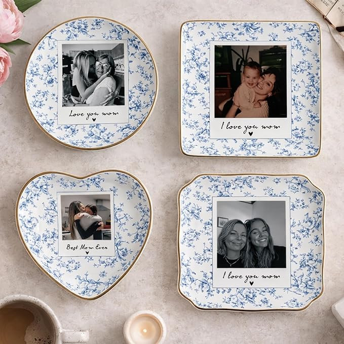 Personalized Mom Photo Jewelry Dish, Custom Ceramic Trinket Tray with Picture and Text, Personali... | Amazon (US)
