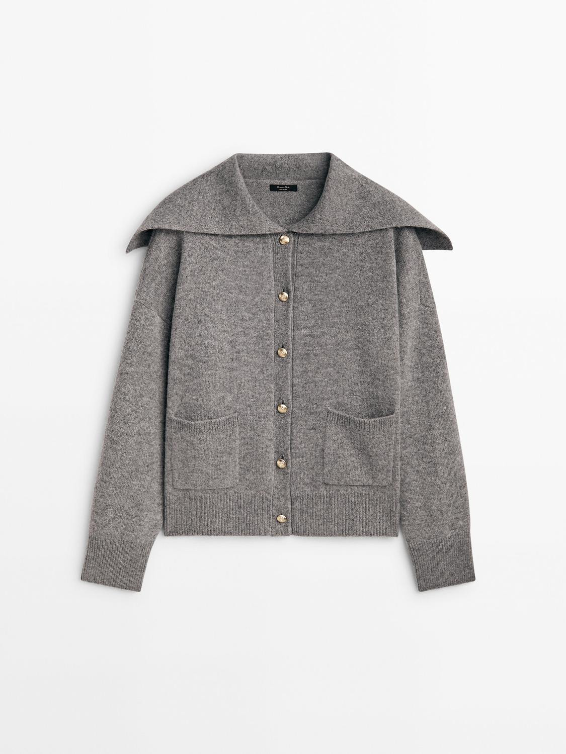 Wool and cashmere blend cardigan with sailor collar | Massimo Dutti US