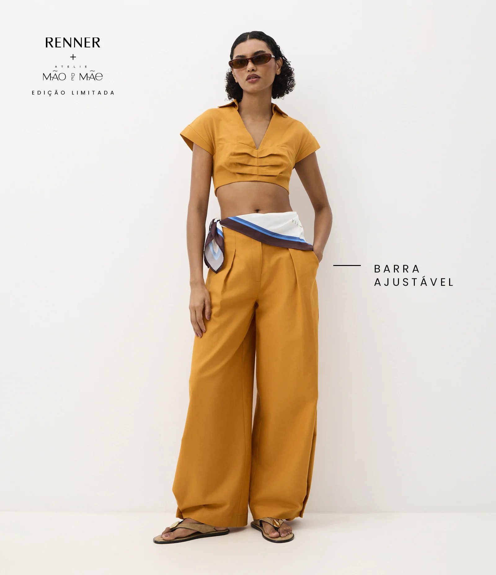 Calça em Algodão com Linho com Prega Ampla e Barra Larga Amarelo - Lojas Renner | Renner (BR)