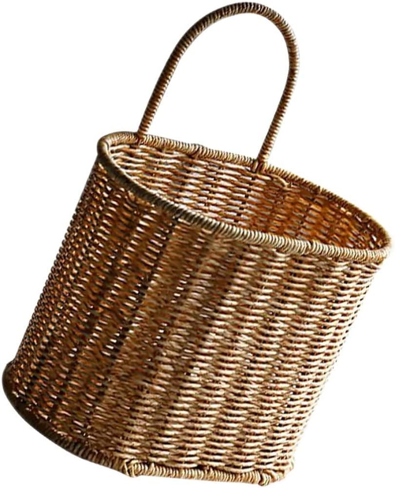 Wicker Baskets Simulation Wicker Hanging Basket Small Woven Fern Hanging Basket Flower Plants Wat... | Amazon (US)