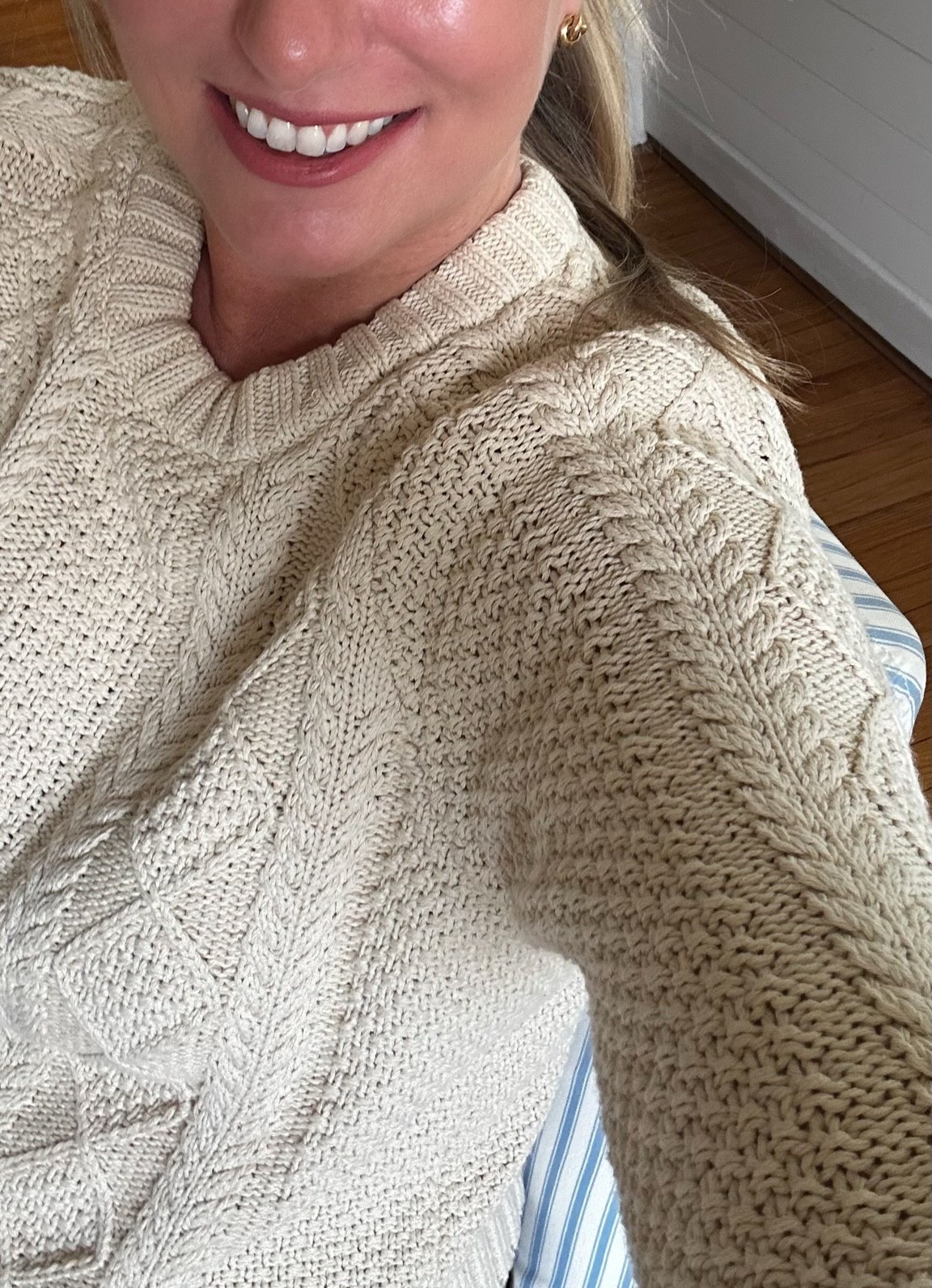 Chilly day here today—pulled out a favorite original fisherman sweater to warm up