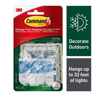 Command Small Clear Outdoor Light Clips (16 Hooks, 20 Water Resistant Strips) 17017CLR-AW | The Home Depot