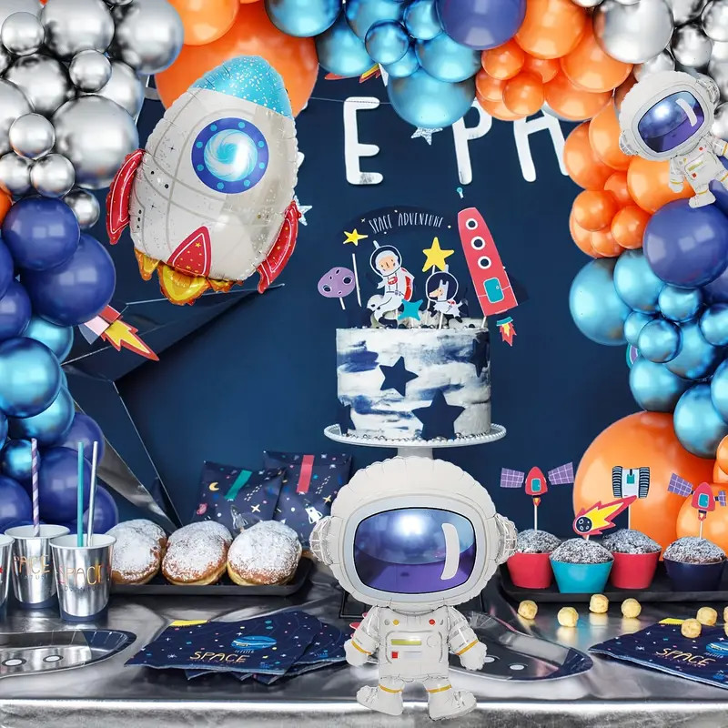 Blue And   Balloon Flower Wreath Set Astronaut And - Temu | Temu Affiliate Program