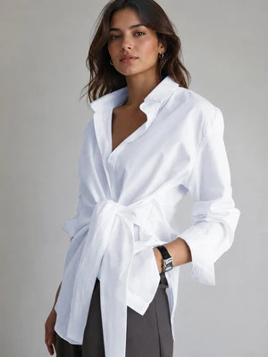 Semi-Sheer Button Down Tied Long Shirt | Commense
