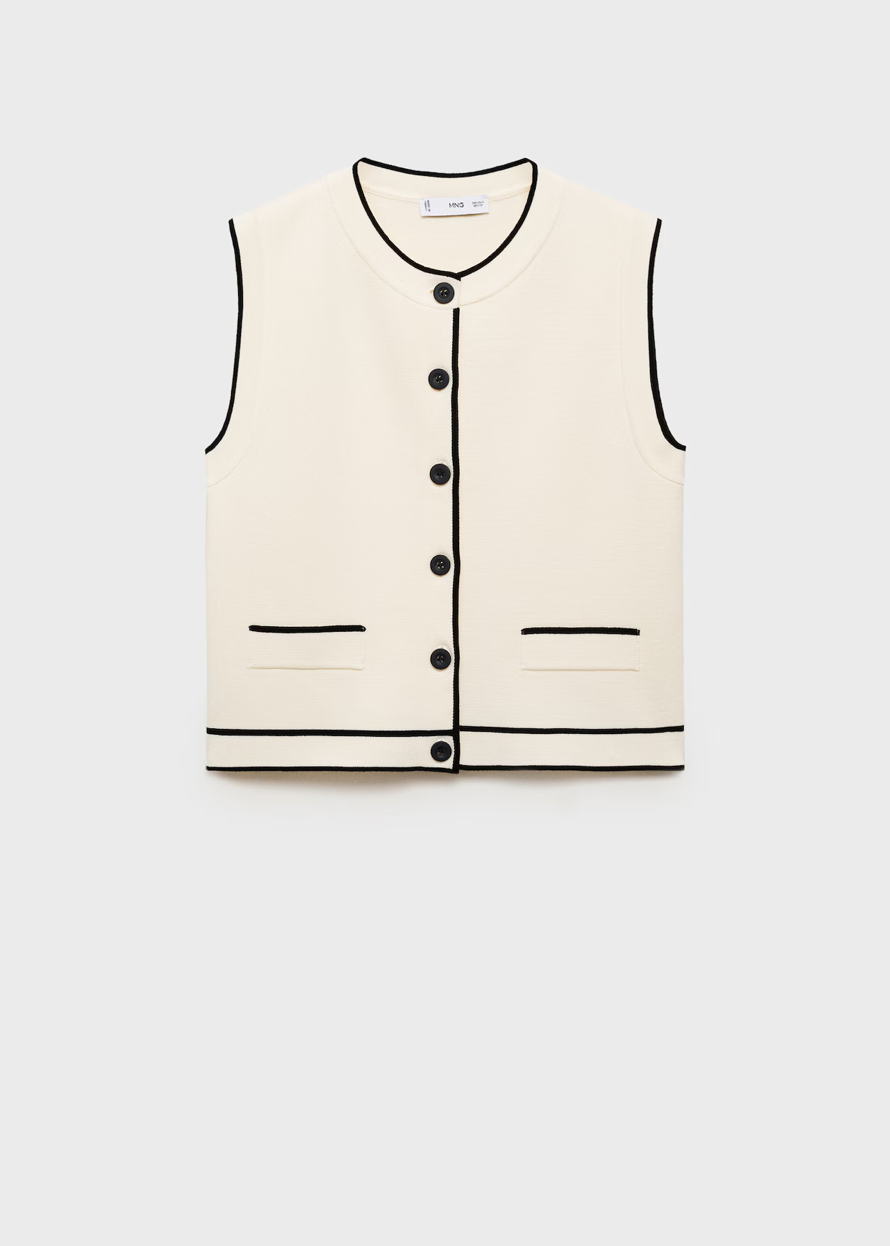 Knitted waistcoat with contrast piping - Woman | MANGO United Kingdom | MANGO (UK)