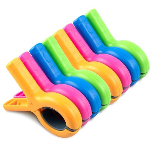 Large Beach Towel Clips for Beach Chairs, 8 Pcs Towel Holder for Beach Chair Pool Chair on Cruise, Jumbo Size Heavy Duty Clothes Pins, Beach Chair Clips to Beach Accessories Must Haves, 4 Colors | Amazon (US)