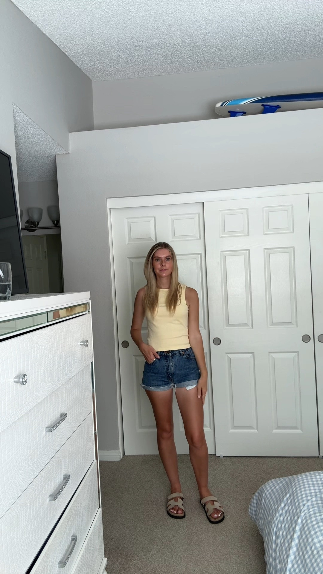 simple late summer outfit: a butter yellow tank + Levi 501 Jean shorts 🧈 

#LTKU #LTKFindsUnder100 #LTKStyleTip