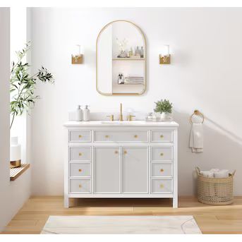 allen + roth Sandbanks 48-in White Undermount Single Sink Bathroom Vanity with White Engineered S... | Lowe's