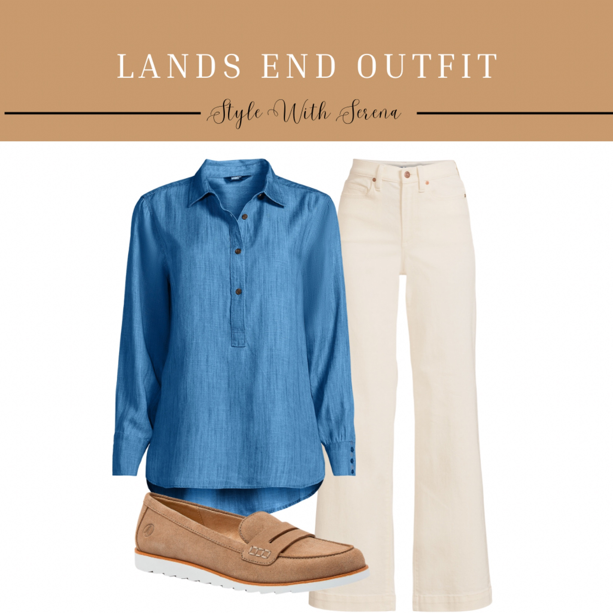 Lands end outfit, denim, white denim, linen blouse, loafers, work outfit 

#LTKOver40 #LTKFindsUnder100 #LTKStyleTip