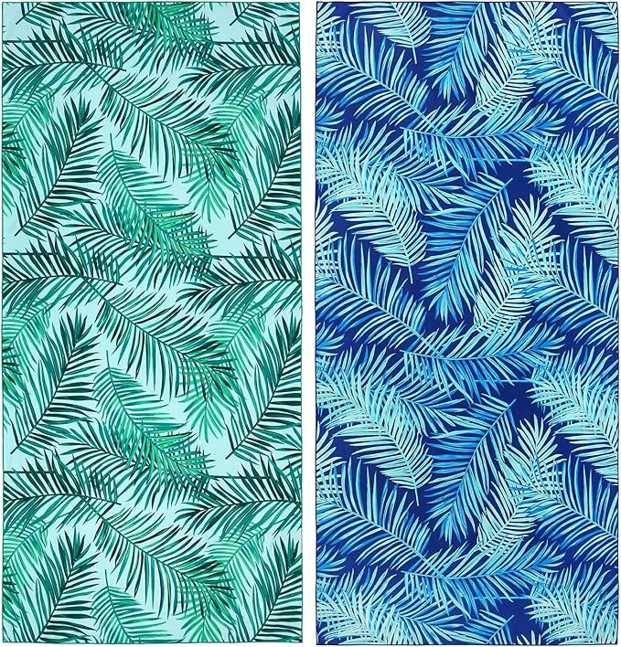 2 Pack Microfiber Beach Towel, Oversized Pool Towel 75”x 35”, Sand-Free Quick Drying Camping ... | Amazon (US)
