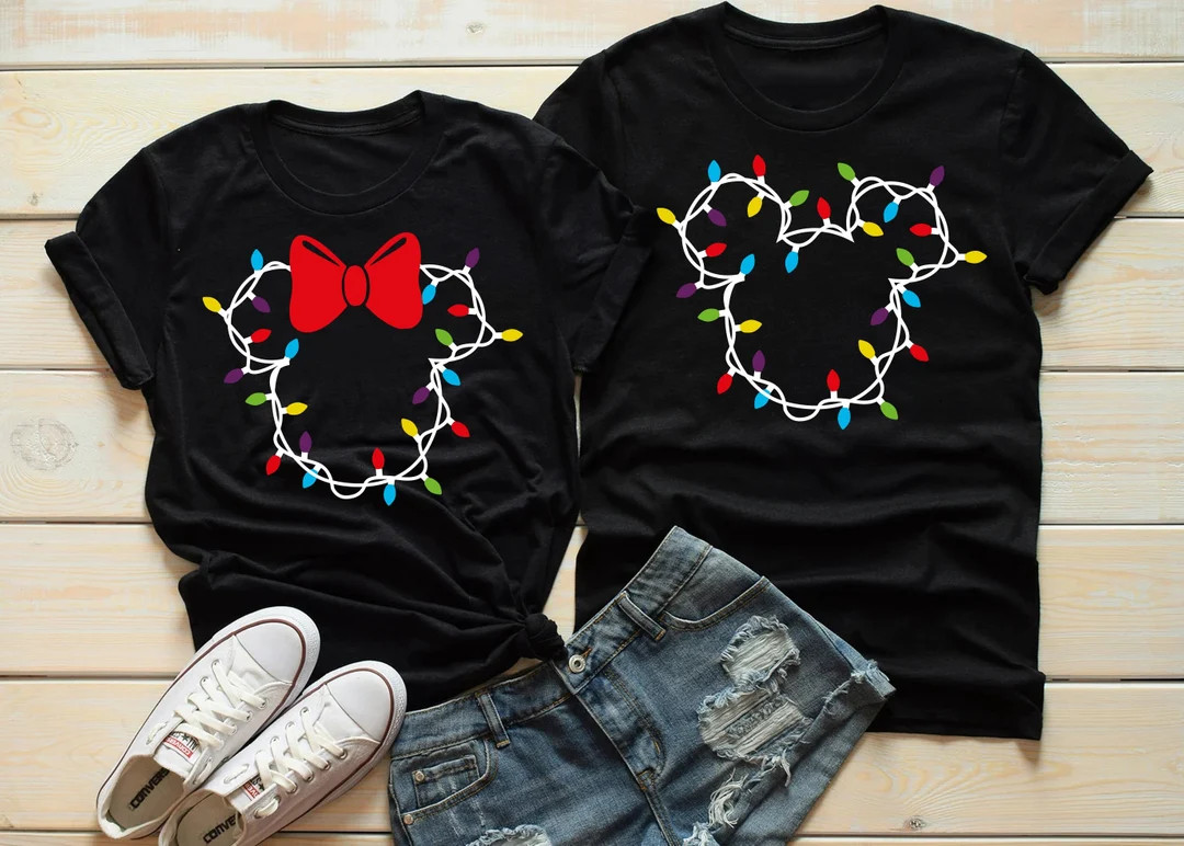 Disney Christmas Lights Shirtsmickey Christmas Shirtminnie - Etsy | Etsy (US)