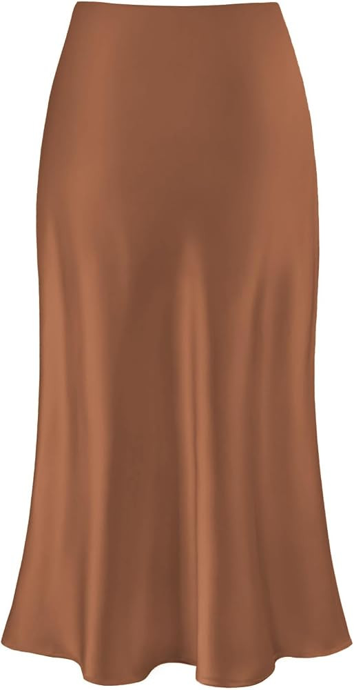 Satin Silk Midi Skirt Long Skirts | Amazon (US)