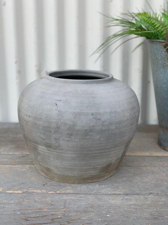Large Vintage Black Grey Pot {F} (Free Shipping) | Etsy (US)