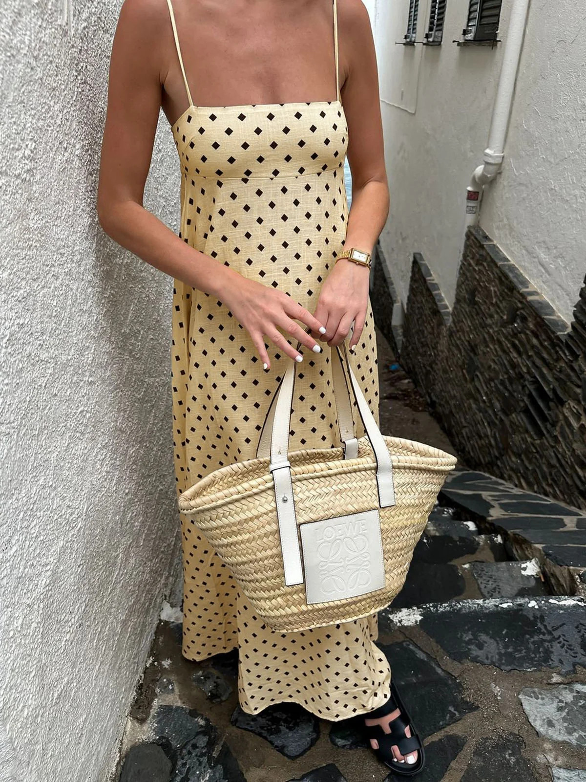 Printed Spaghetti Strap Long Dress | Commense