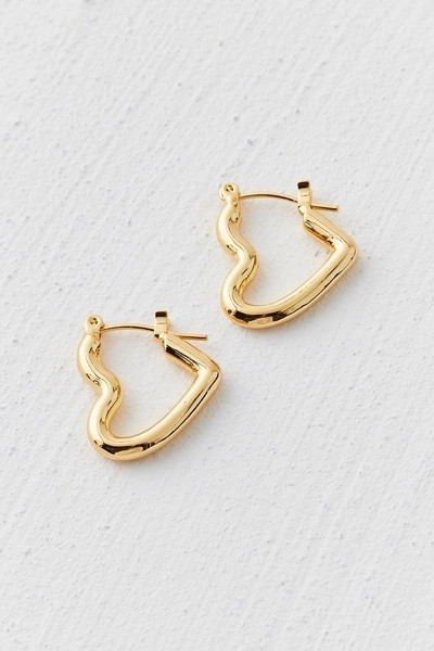 14k Gold Plated Heart Hoop Earring | Urban Outfitters (US and RoW)