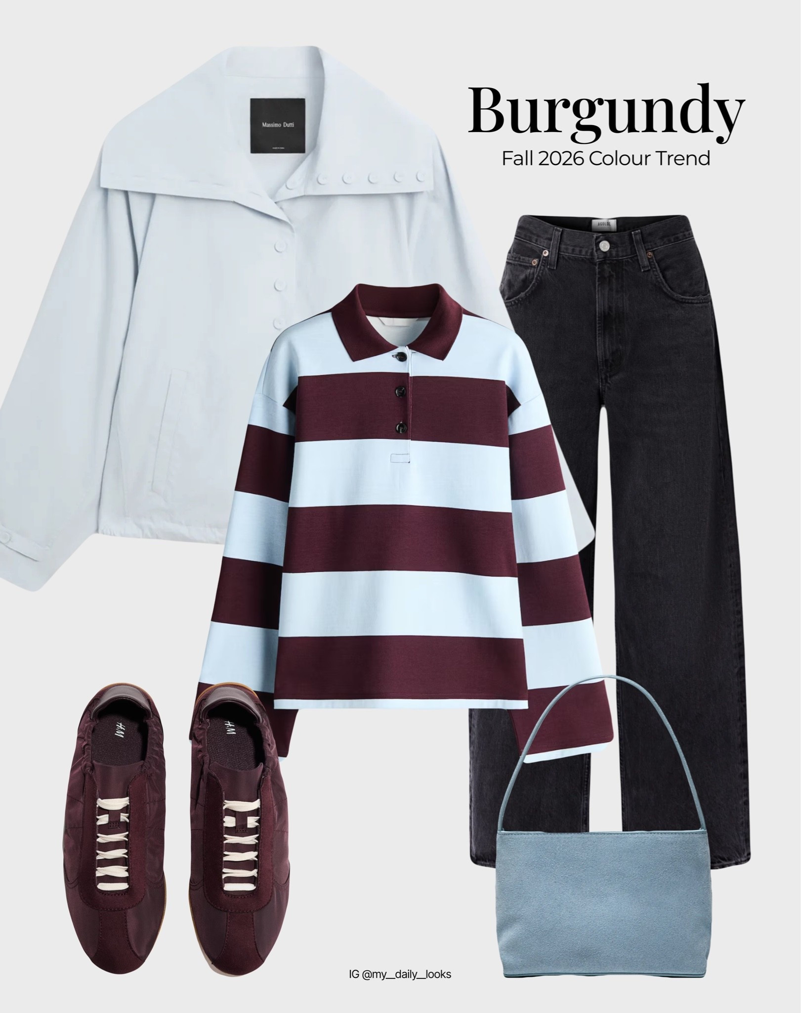 Baby blue + burgundy outfit 🖤

Tags: summer outfits, burgundy, cherry red, pre-fall, casual look, capsule wardrobe, high street.

#LTKautumn #LTKstyletip #LTKjeans