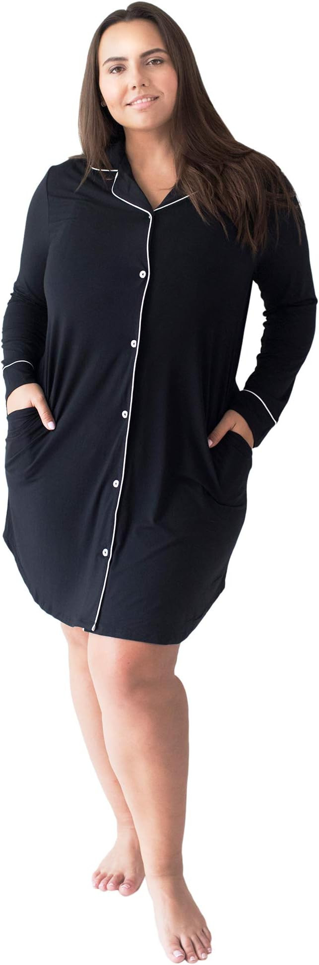 Kindred Bravely Clea Button Down Nursing Nightgown | Long Sleeve Maternity Nightgown | Amazon (US)