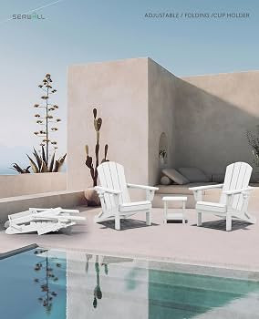 SERWALL Folding Adirondack Chair Set of 4, Reclining Adirondack Chair with 3 Recline Positions, A... | Amazon (US)