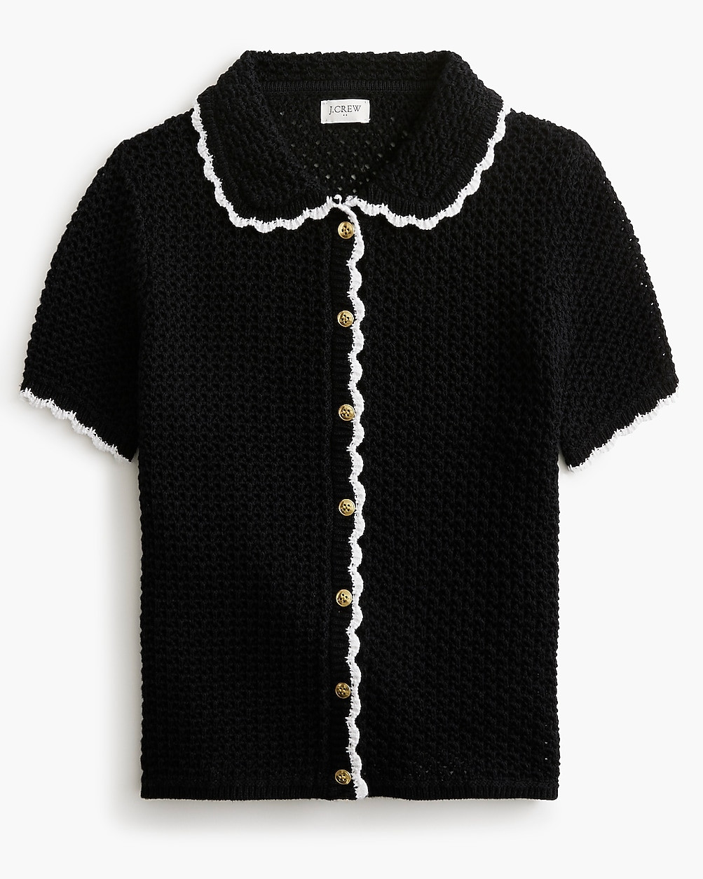 Short-sleeve crochet cardigan sweater | J.Crew Factory