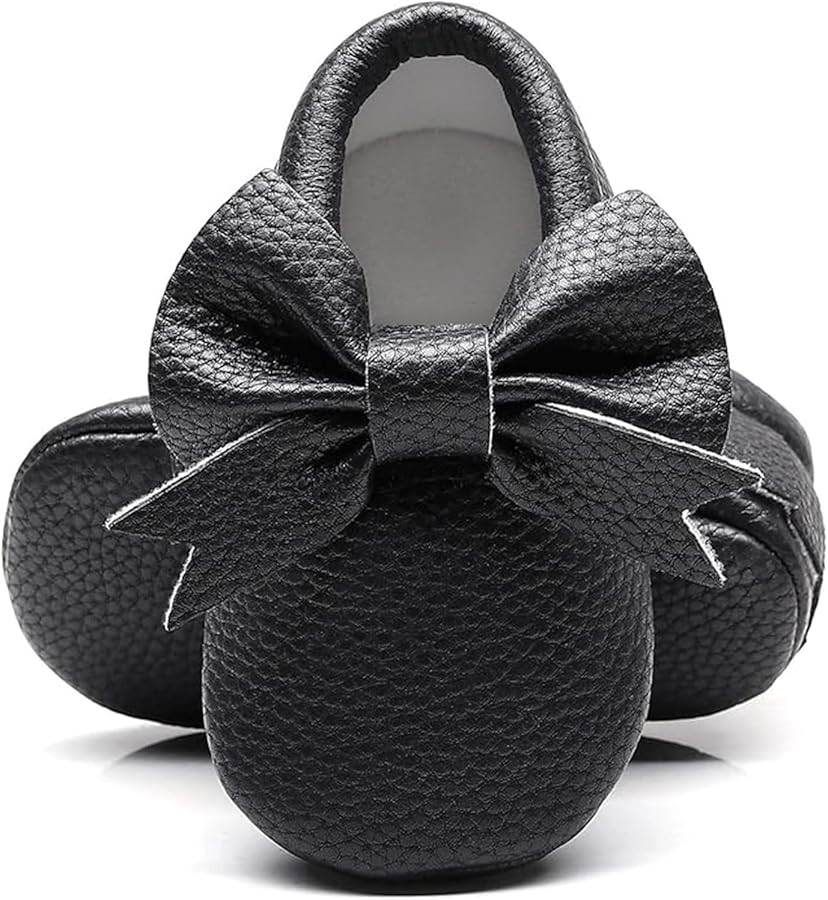 Bebila Double Bow Fringe Baby Moccasins - Soft Sole Baby Shoes Girls Toddler Crib Flats | Amazon (US)