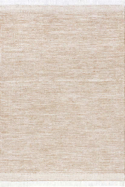 Beige Esperanza Solid Fringed 8' x 10' Area Rug | Rugs USA