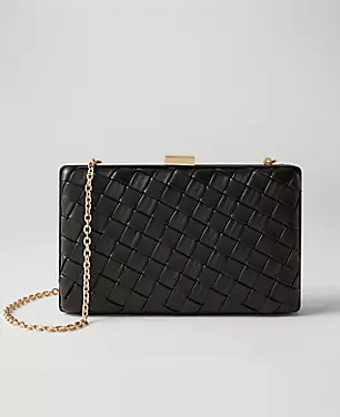 Woven Leather Hard Clutch | Ann Taylor (US)
