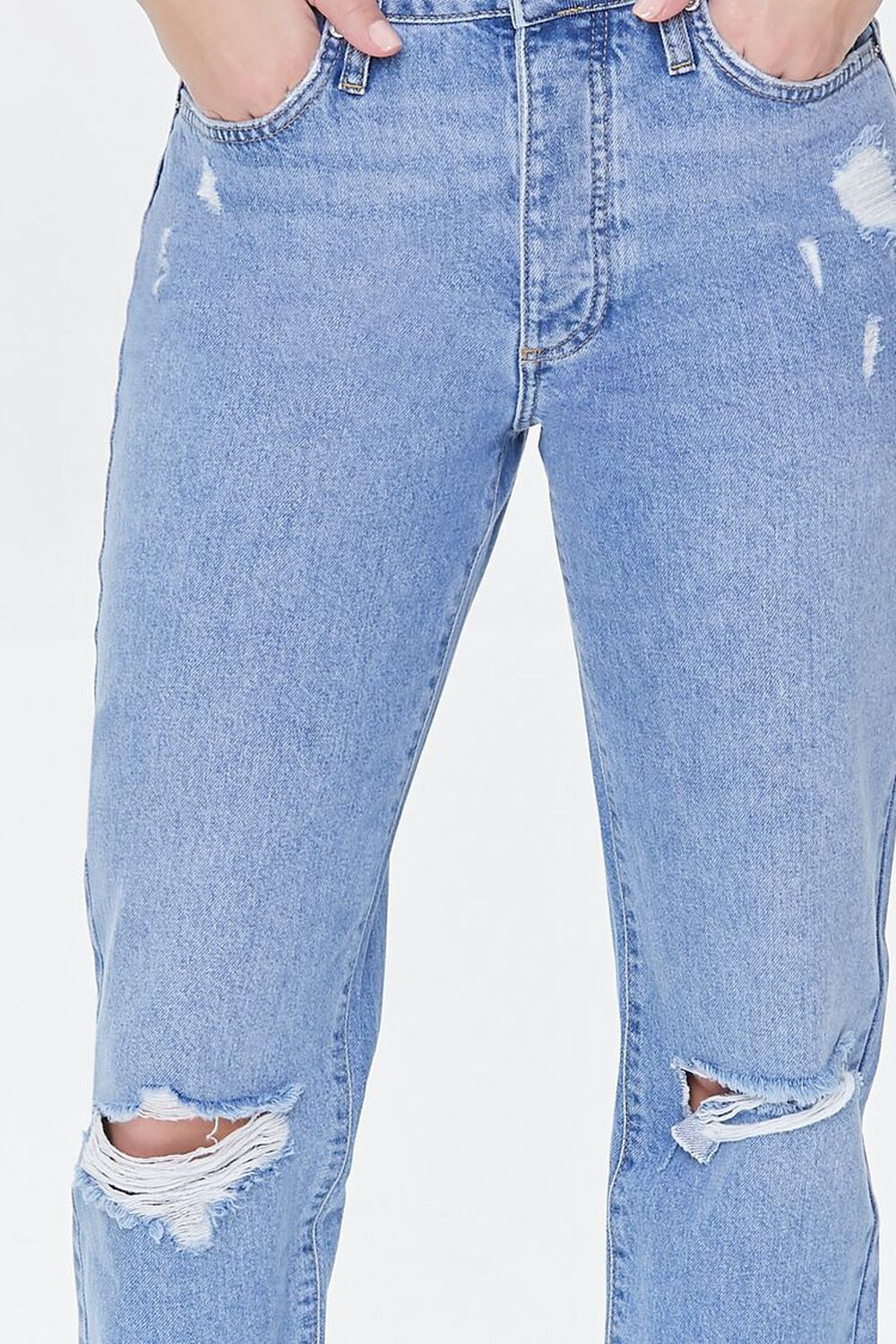 Recycled Cotton Distressed High-Rise Mom Jeans | Forever 21 | Forever 21 (US)