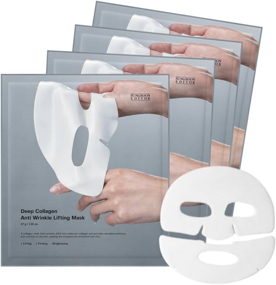SUNGBOON EDITOR Deep Collagen Anti-Wrinkle Lifting Mask 4 Sheets | Facial sheet masks with low mo... | Amazon (US)
