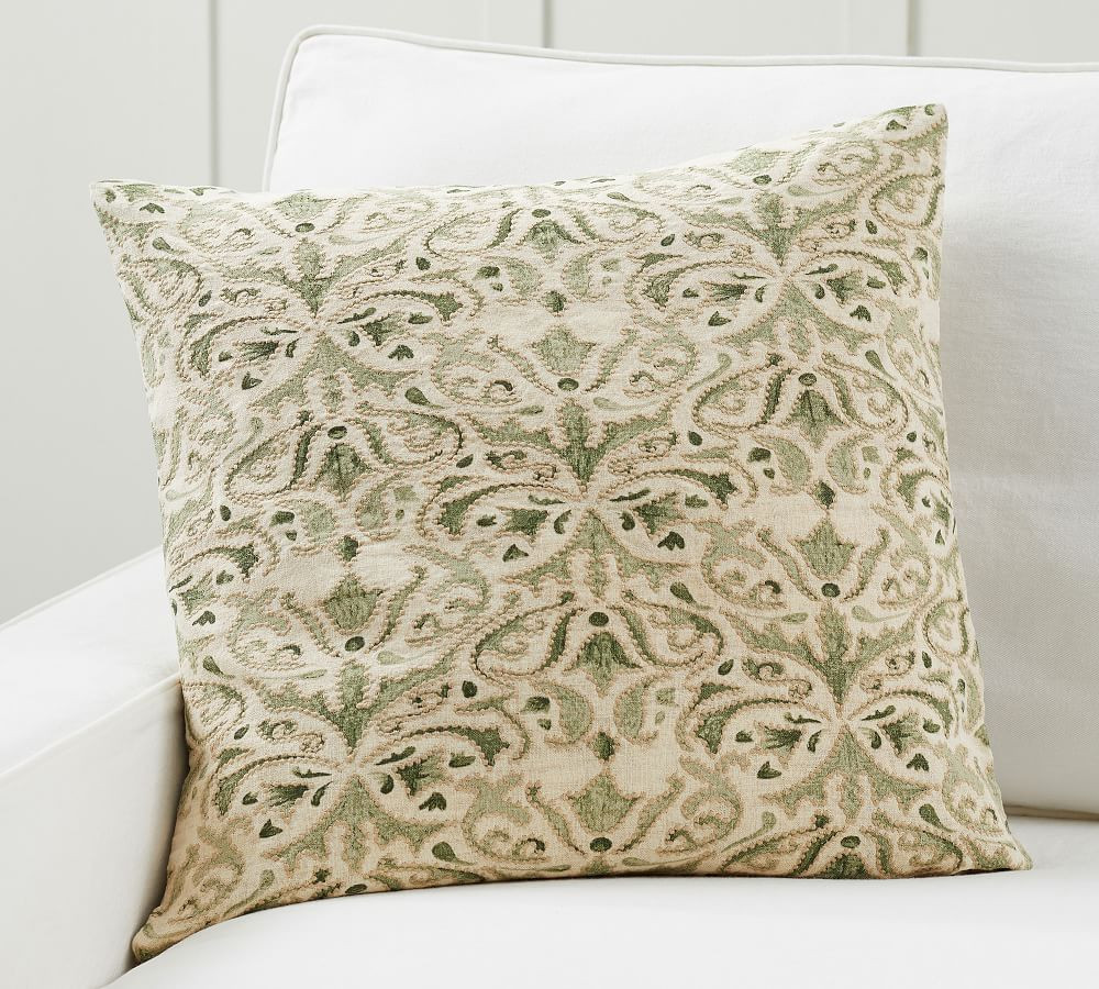 Reilley Linen Embroidered Pillow Covers | Pottery Barn (US)