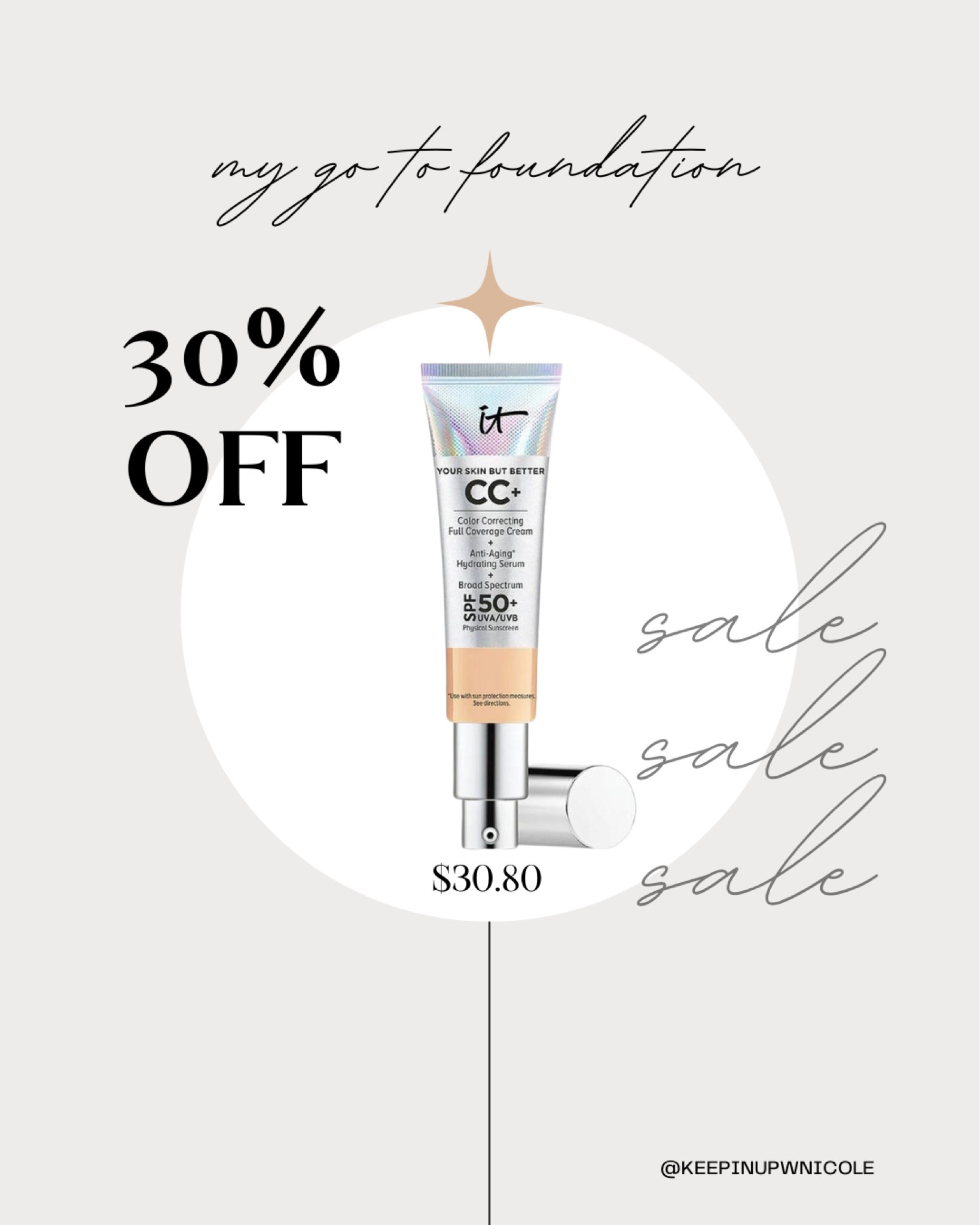 My go to foundation is 30% off today! The IT Cosmetics CC cream is such a good foundation. It’s suitable for all skin types as well! #itcosmetics #cccream #foundation #beauty #dryskin #normalskin #sensitiveskin #giftsforher #makeup #ltksale #cyberweek

#LTKGiftGuide #LTKHoliday #LTKbeauty