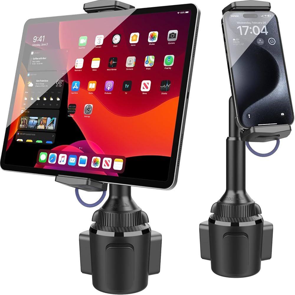 APPS2Car Solid Cup Holder Tablet Mount for Car, Adjustable Height iPad Car Mount for Truck Low Pr... | Amazon (US)