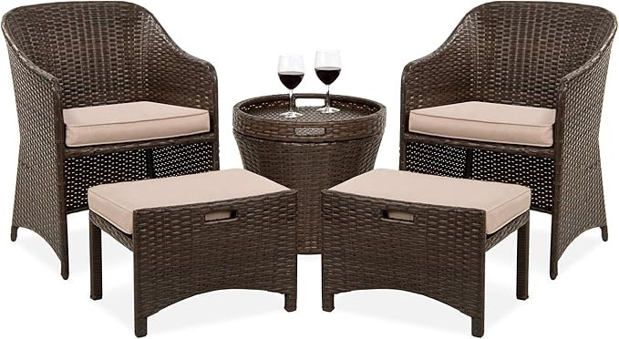 Best Choice Products 5-Piece Outdoor Patio Furniture Set, No Assembly Required Wicker Conversatio... | Amazon (US)