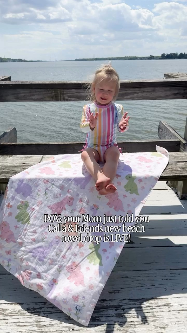 The Maverick Kids Beach Towel from @callaandfriends is officially available on the website!  The prints are SOOO good. But we love this Dino Blooms print for my Dino loving Girly Girly! 

Grab yours today and use code COLLINS10 to save. 💜

#momlife #harfordcountymoms #contentcreator #brandrep #beachtowels