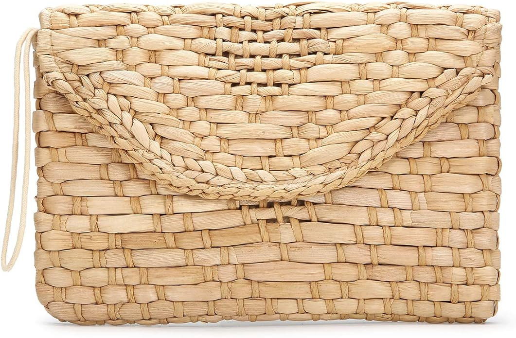 Straw Clutch Purse, JOSEKO Women Straw Envelope Bag Wallet Summer Beach Handbag Beach Clutch Purs... | Amazon (US)