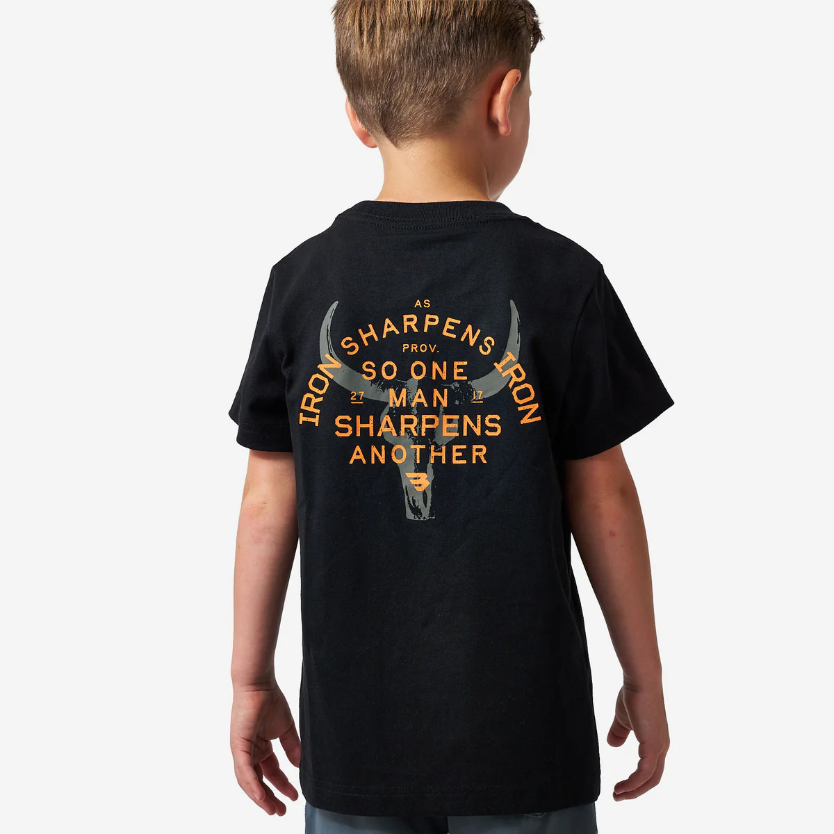 Youth Short Sleeve Tee - Proverbs 27:17 - Black | BURLEBO