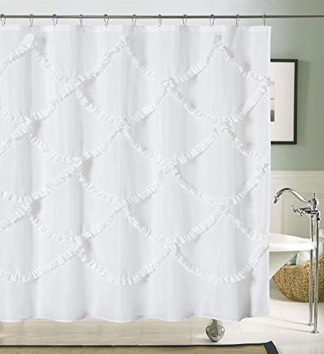 DOSLY IDÉES White Ruffle Fabric Shower Curtain for Bathroom,Mermaid Pattern,Farmhouse,Country Rustic | Amazon (US)