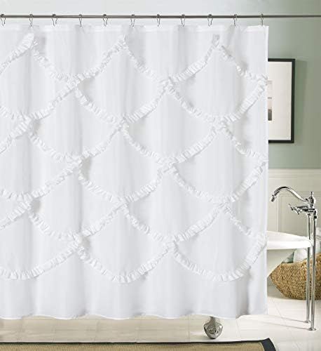 DOSLY IDÉES White Ruffle Fabric Shower Curtain for Bathroom,Mermaid Pattern,Farmhouse,Country Rustic | Amazon (US)