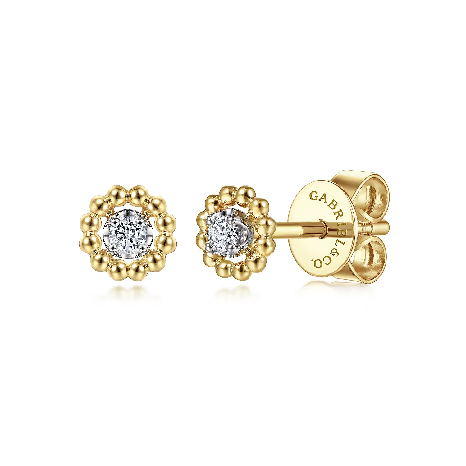 14K Yellow-White Gold Bujukan Diamond Stud Earrings | Gabriel & Co. Fine Jewelry And Bridal