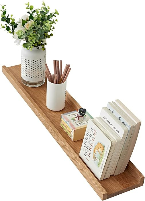 Oak Floating Shelves Natural Wood Wall Mounted Display Picture Ledge for Home Office Living Room ... | Amazon (US)